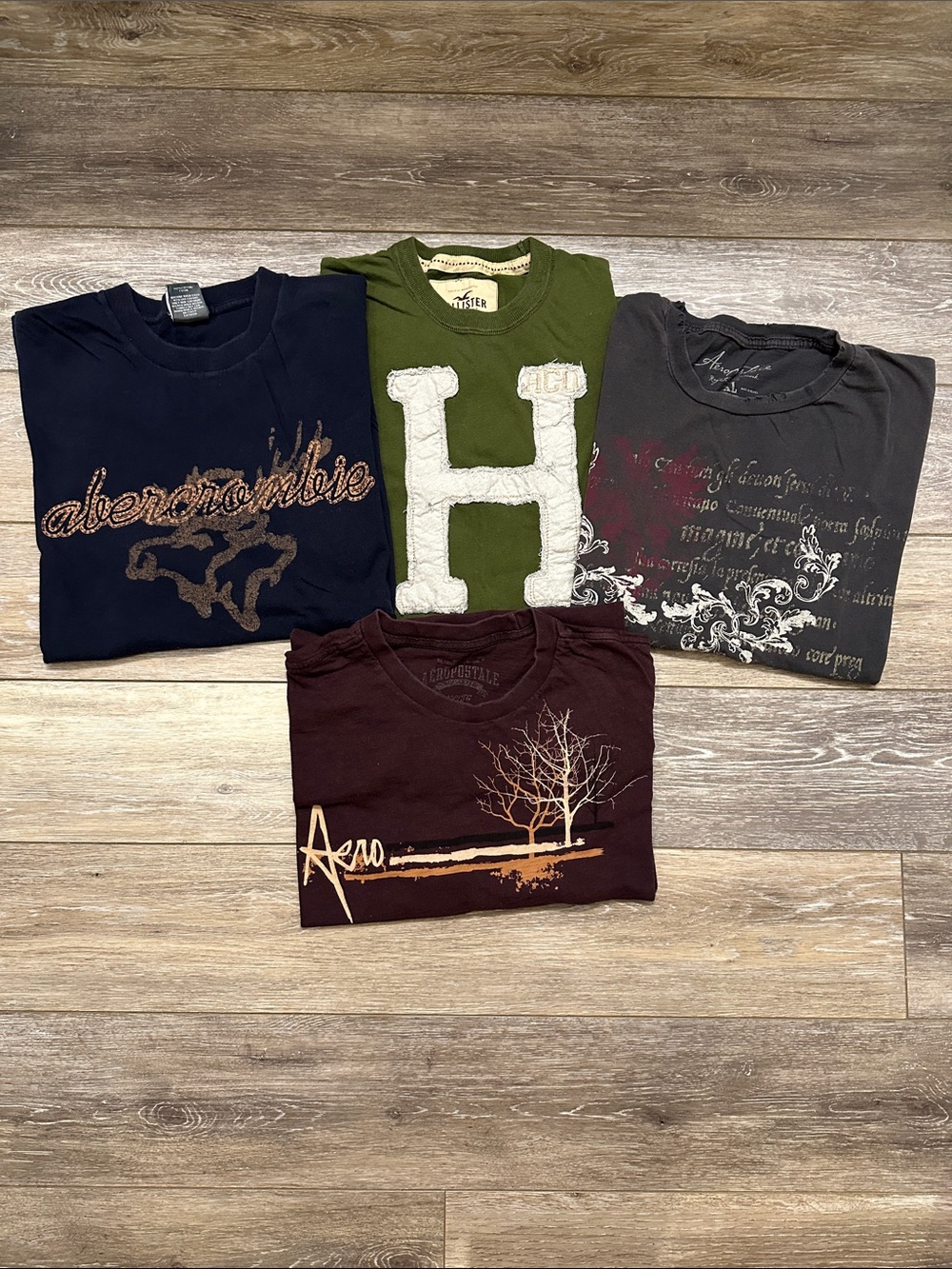 Vintage Y2K Abercrombie Hollister Aeropostale Graphic Tee Bundle Navy Green LRG
